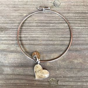 Dune .925 Silver Beach Sand Heart Bracelet Bangle